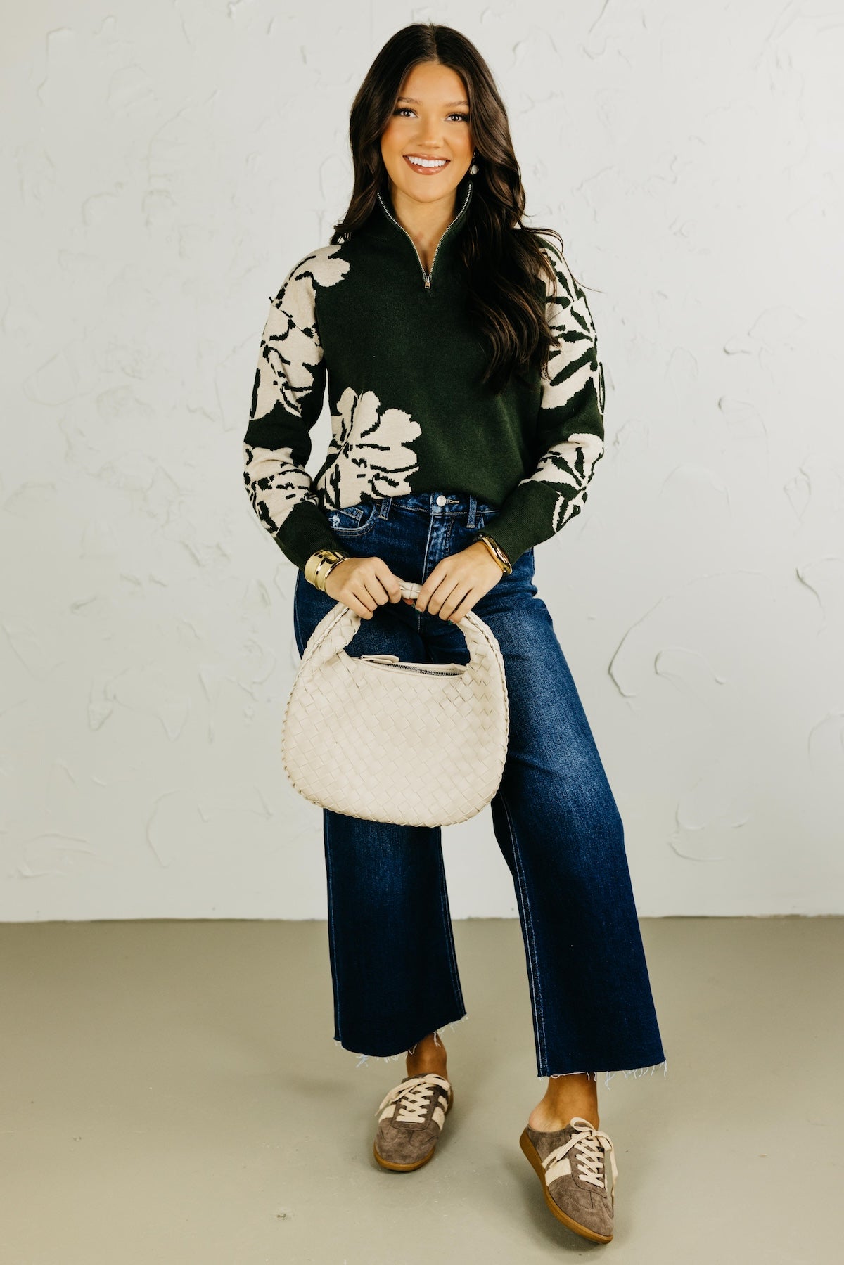 The Annabel Floral Zip Sweater