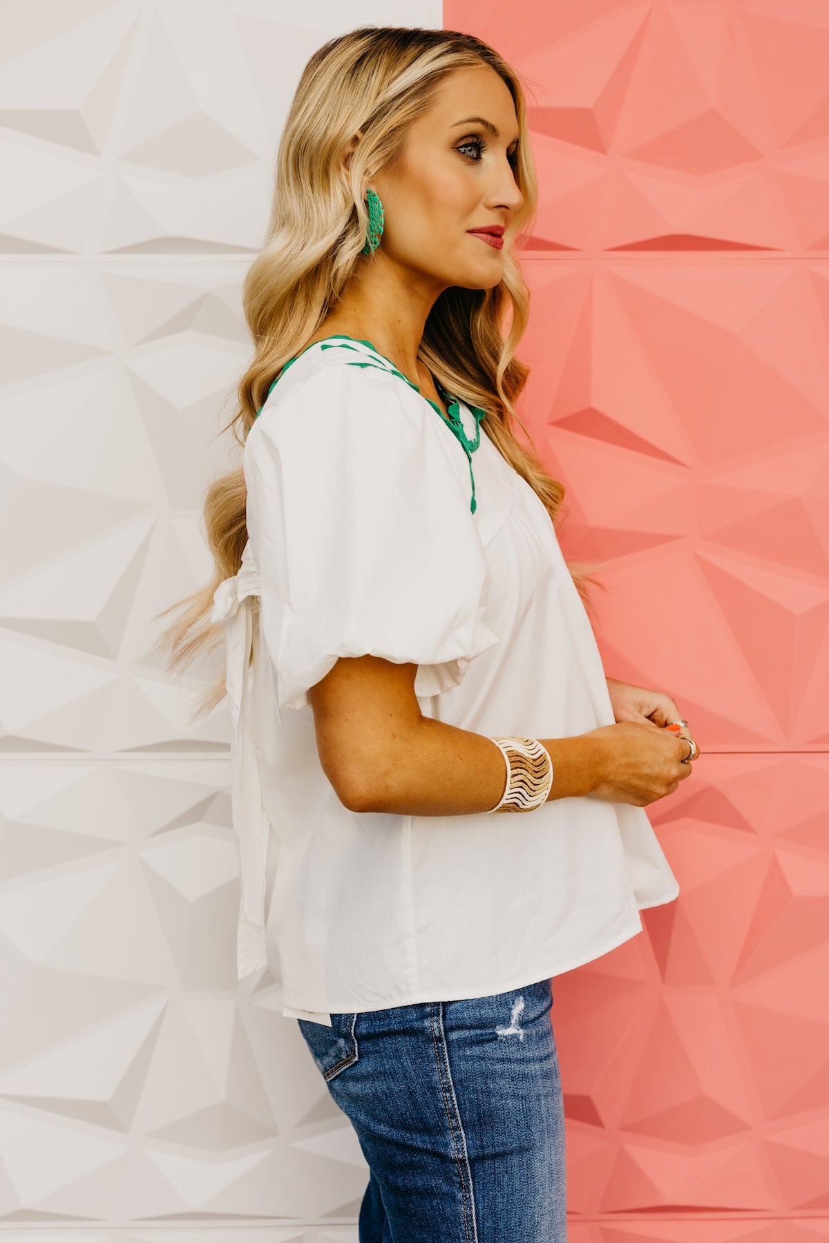 The Gretta Puff Sleeve Babydoll Tie Back Top
