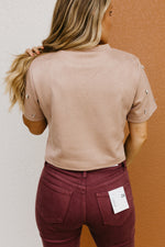The Quinlan Faux Suede Jewel Top