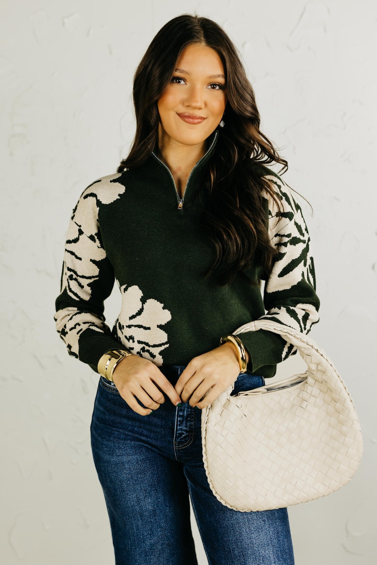The Annabel Floral Zip Sweater