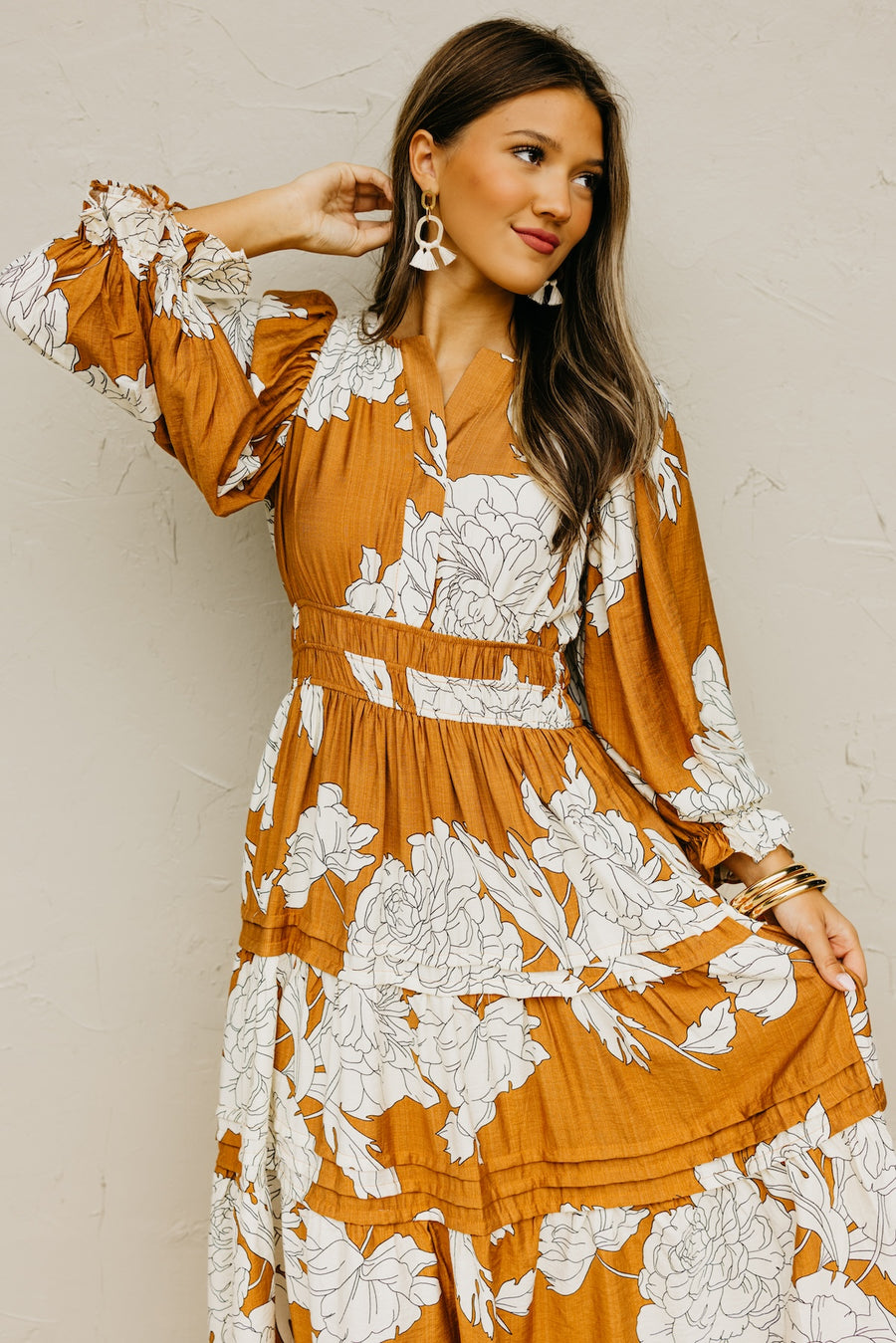 The Alena Floral Tiered Midi Dress