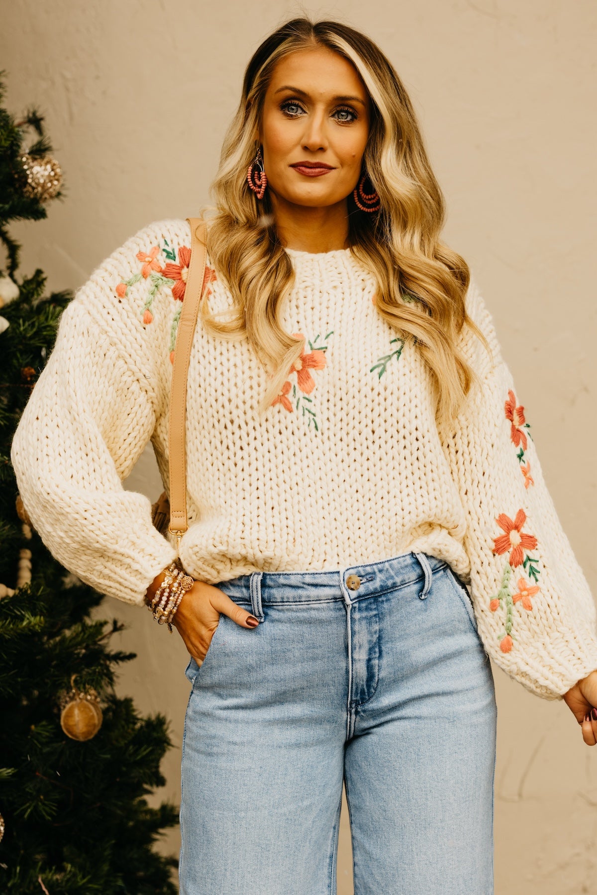 The Maria Floral Embroidered Chunky Knit Sweater | MOD Boutique