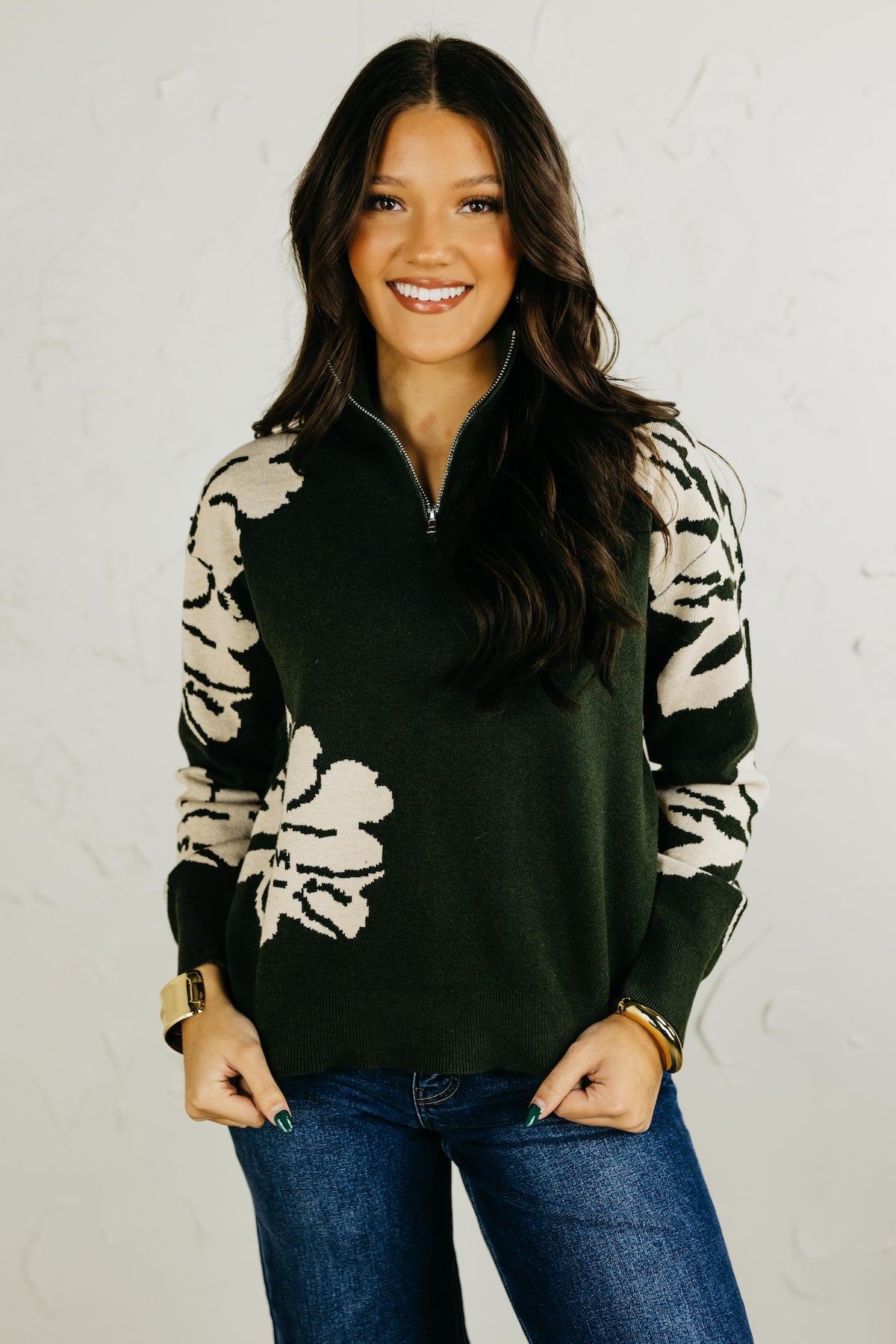The Annabel Floral Zip Sweater