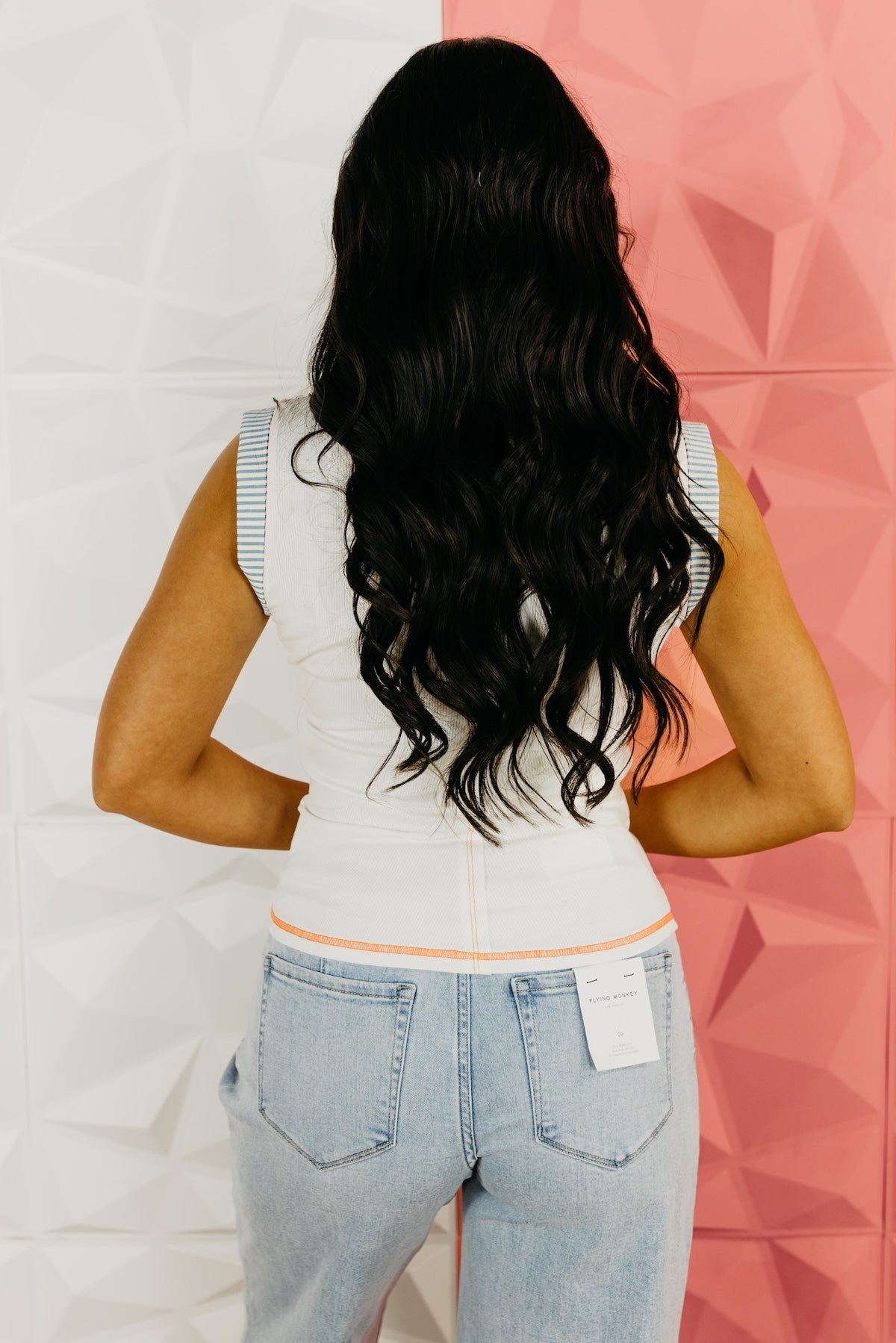 The Natalia Striped Contrast Henley Tee