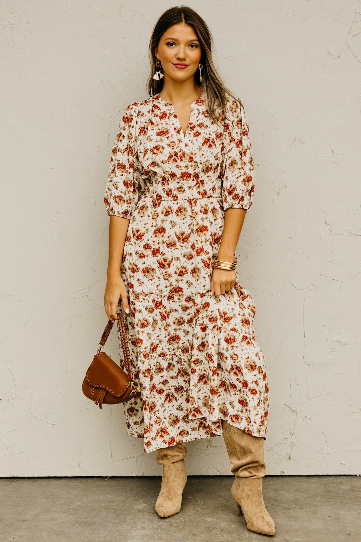 The Ellie Floral Smock Waist Midi Dress