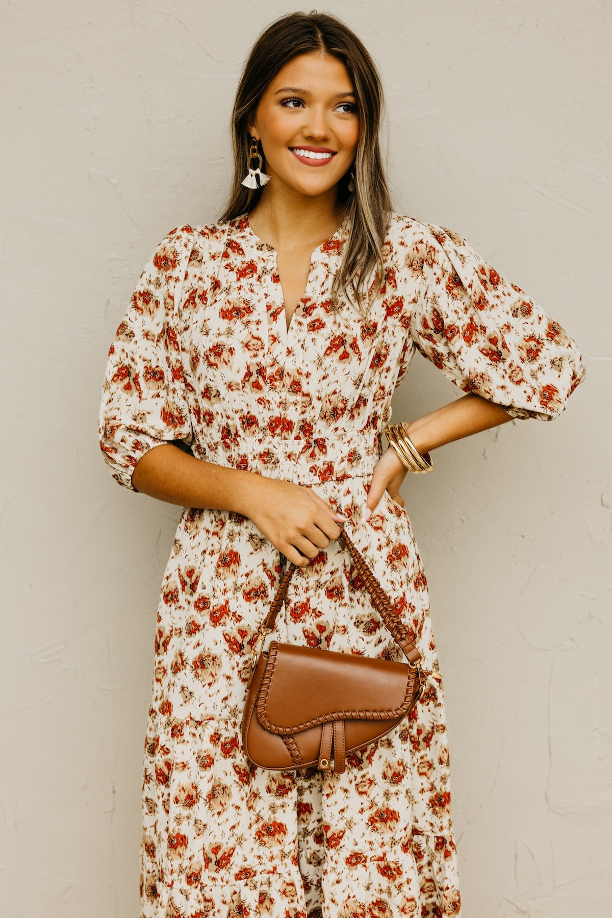 The Ellie Floral Smock Waist Midi Dress
