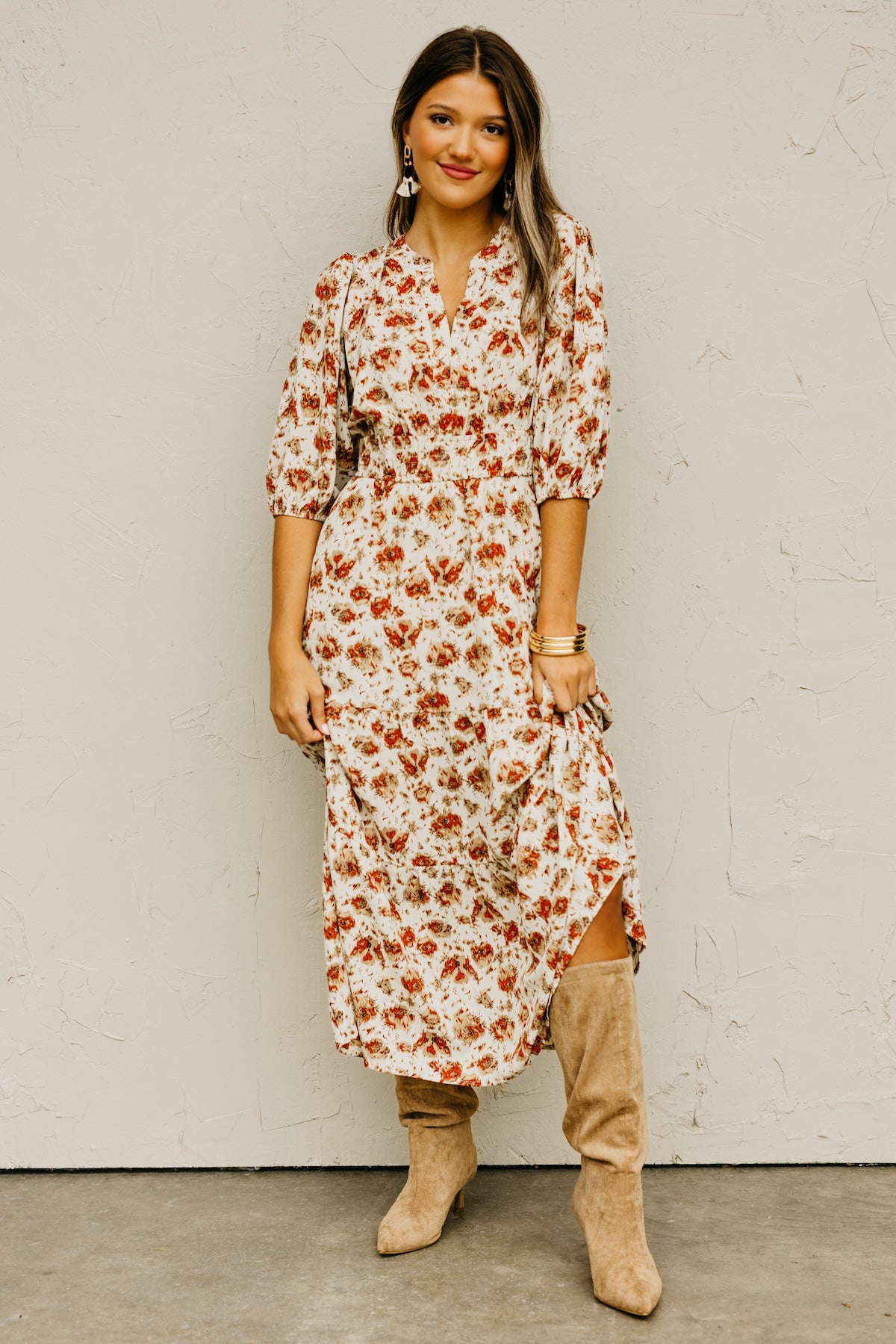 The Ellie Floral Smock Waist Midi Dress
