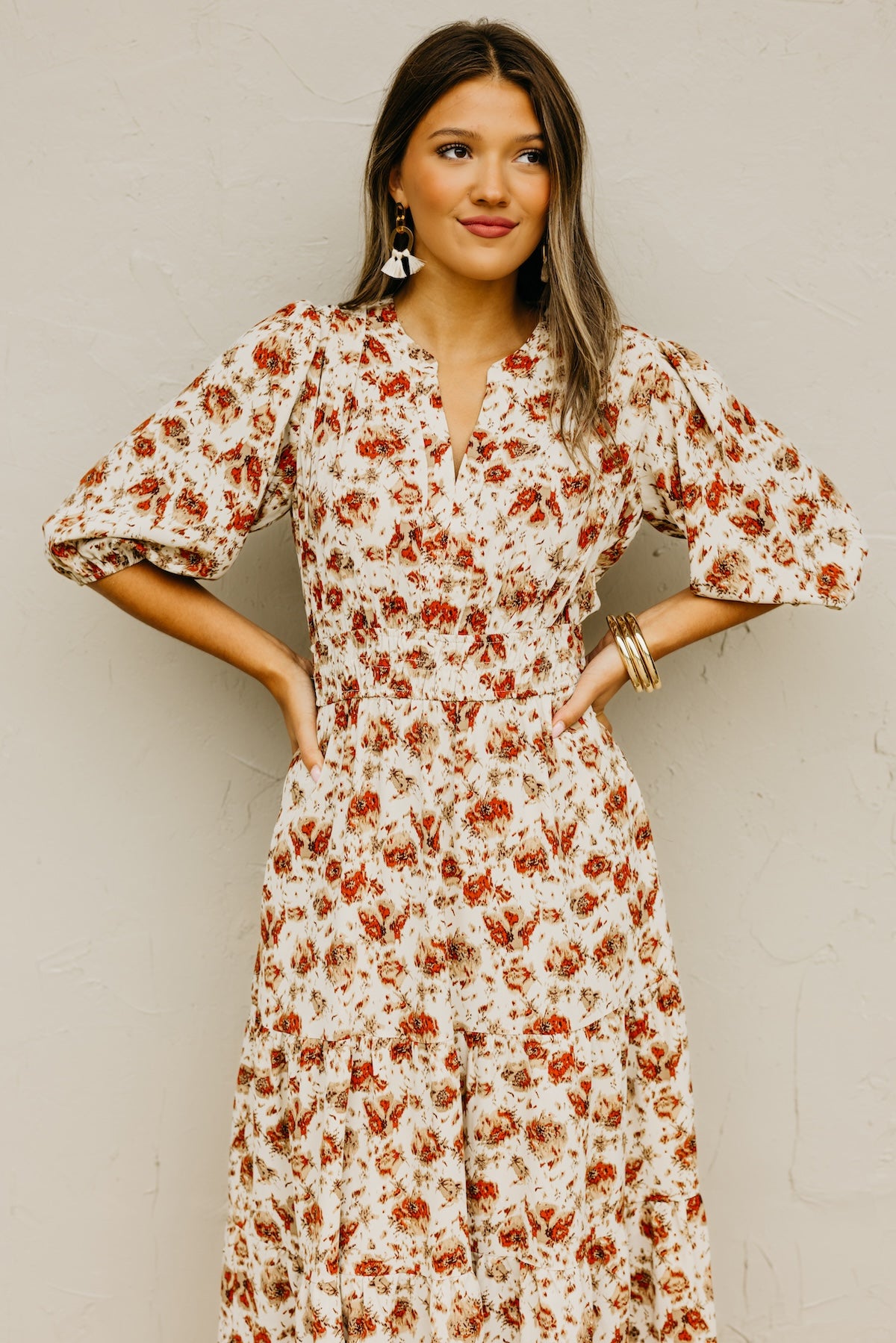 The Ellie Floral Smock Waist Midi Dress