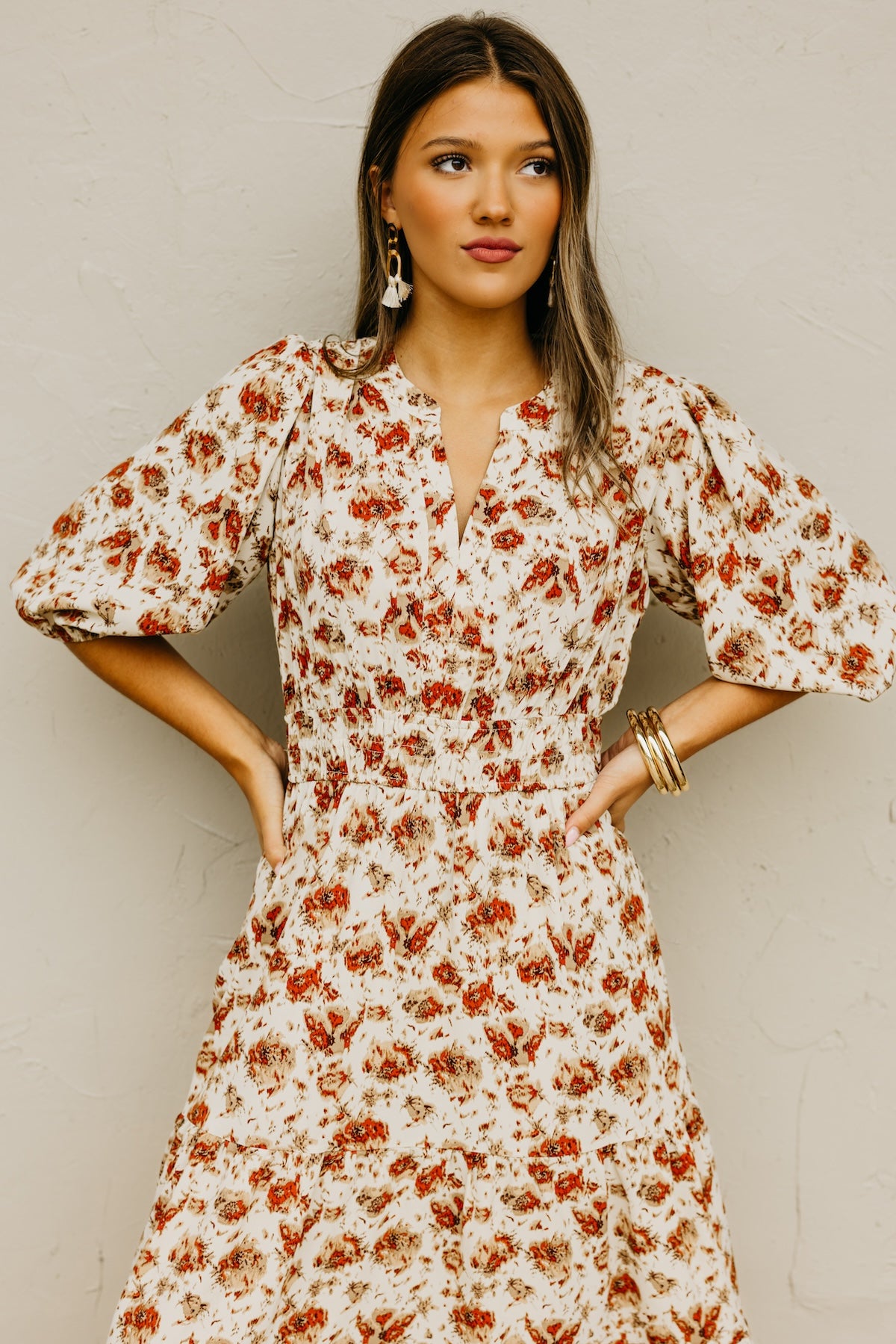 The Ellie Floral Smock Waist Midi Dress