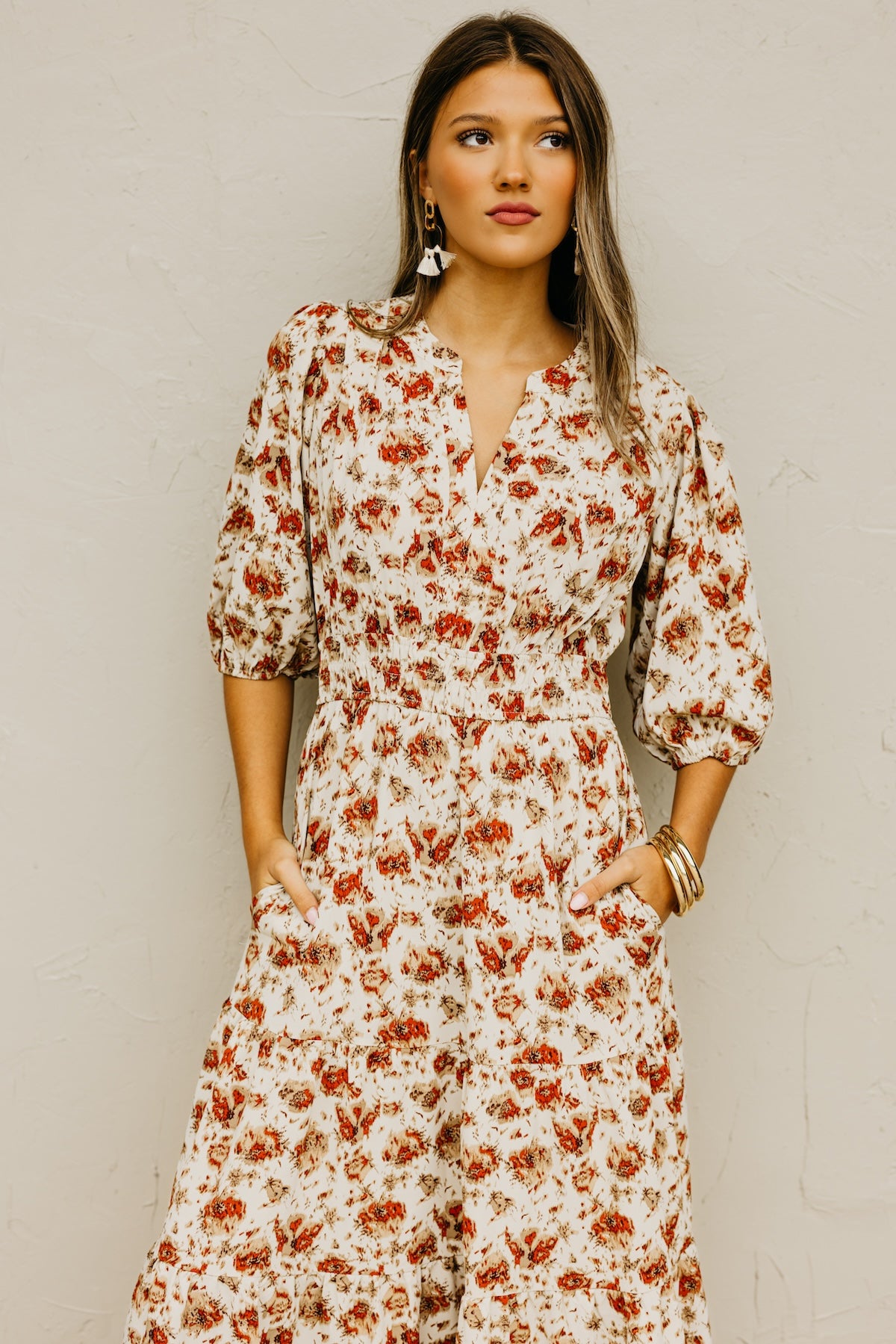 The Ellie Floral Smock Waist Midi Dress