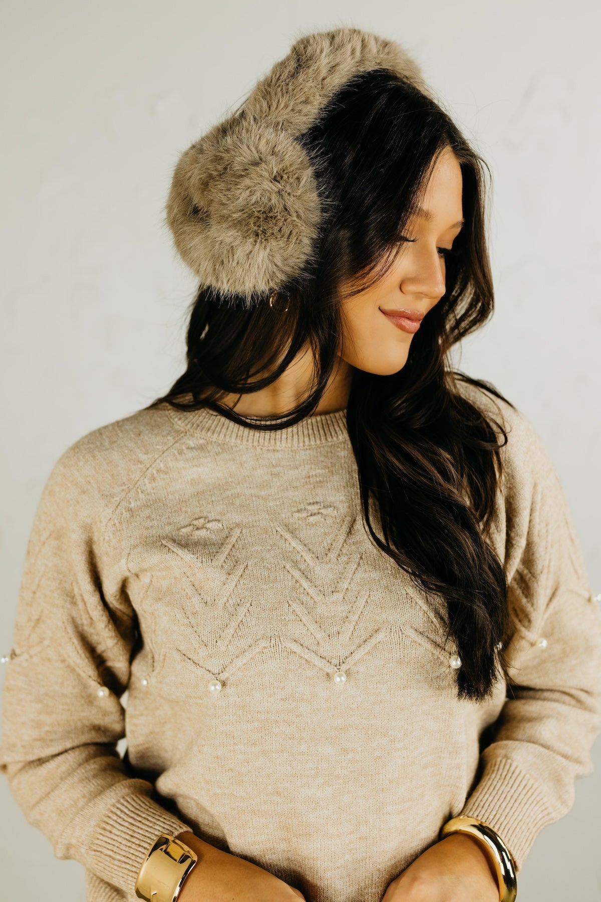 C.C Solid Long Fur Winter Ear Muff Ear Warmer