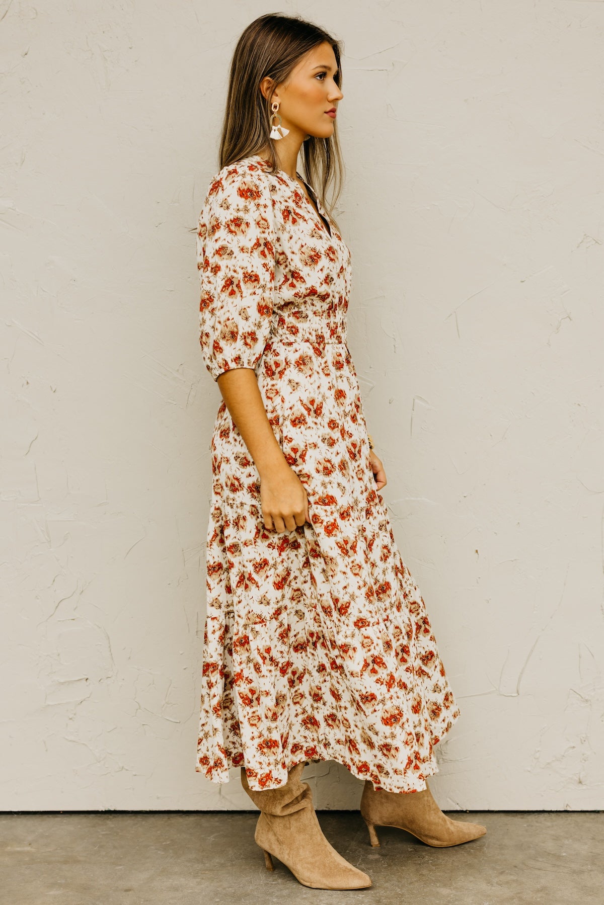 The Ellie Floral Smock Waist Midi Dress