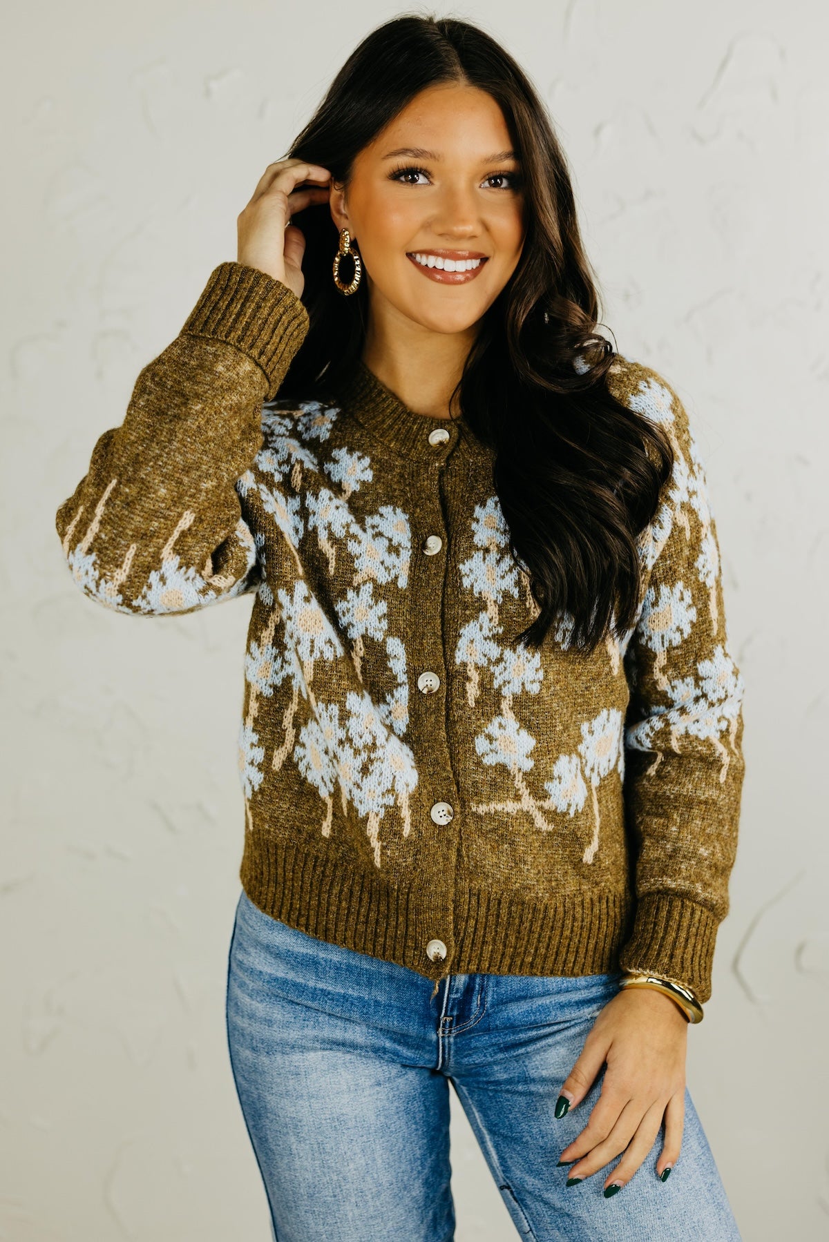 The Kellie Floral Button Up Sweater