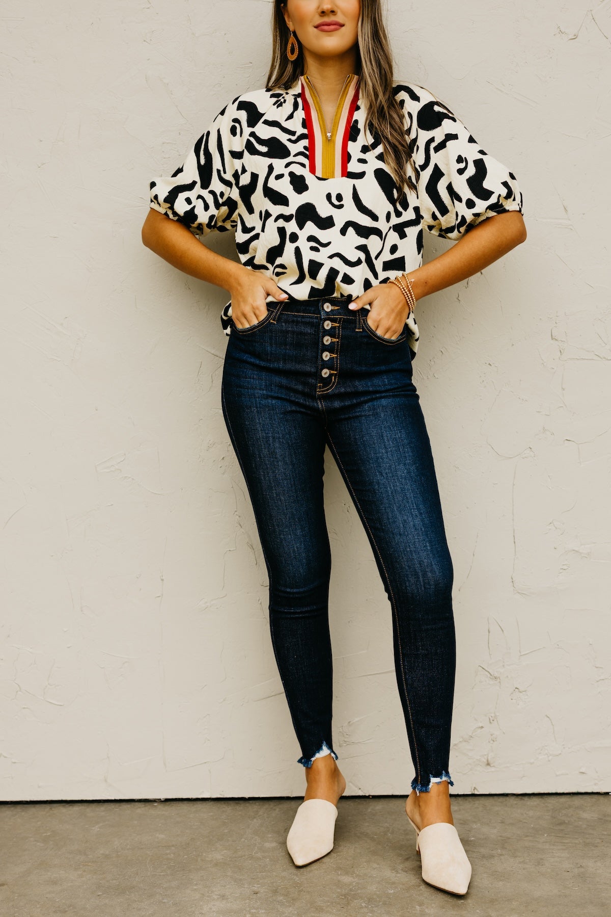 Kan Can 11 inch Button Front Dark Skinny Denim