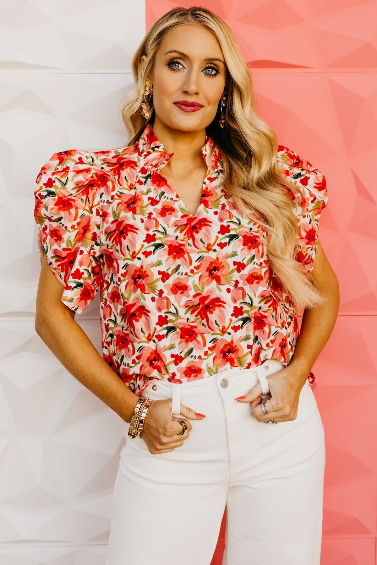 The Andie Ruffle Sleeve Floral Top
