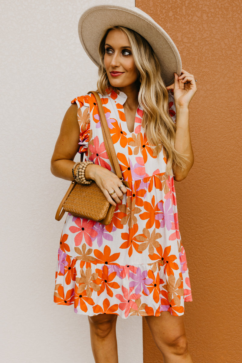 The Faye Floral Ruffle Sleeve Mini Dress