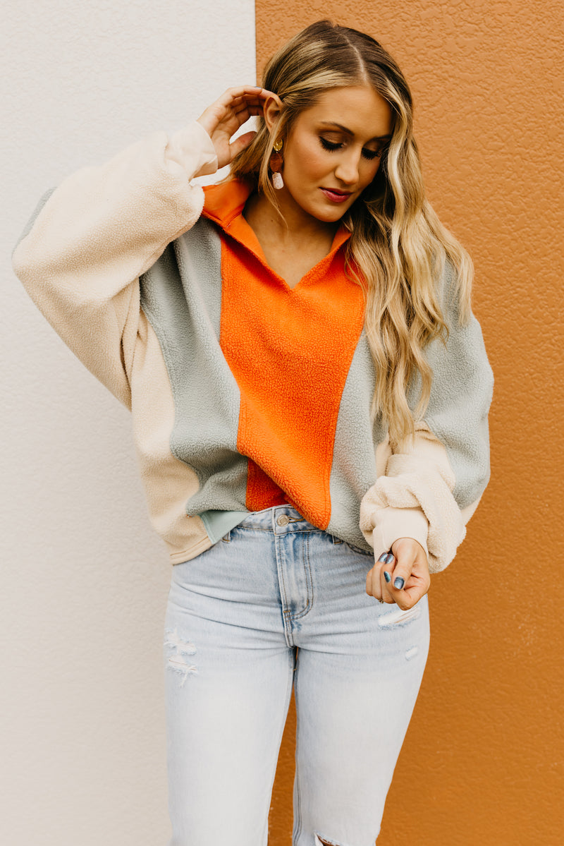 The Adrienne Color Block Fleece Pullover