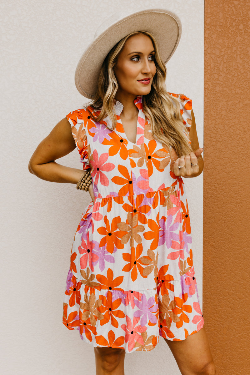 The Faye Floral Ruffle Sleeve Mini Dress