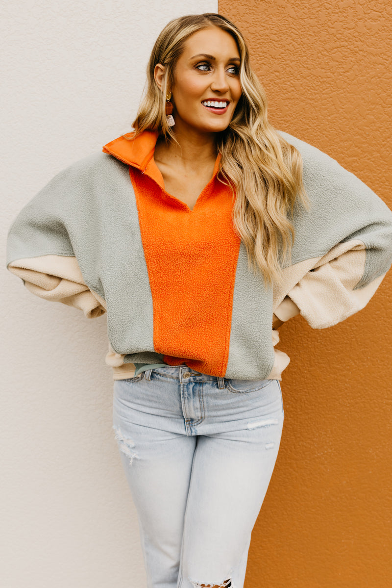 The Adrienne Color Block Fleece Pullover