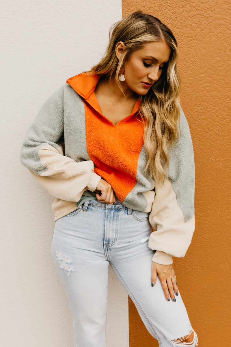 The Adrienne Color Block Fleece Pullover