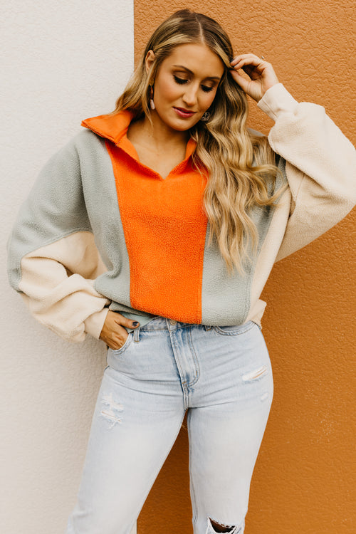 The Adrienne Color Block Fleece Pullover