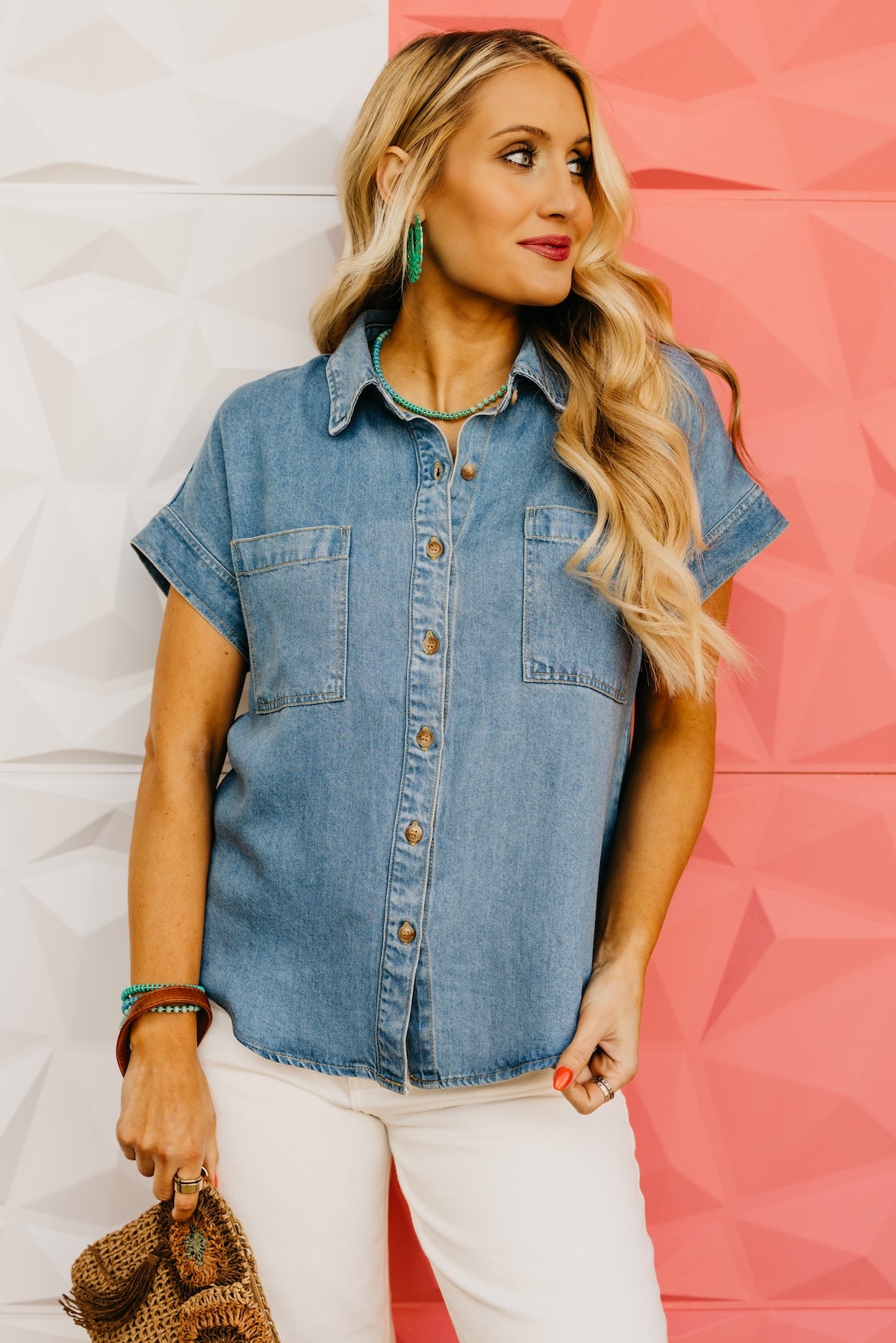 The Aurora Button-Front Chambray Top