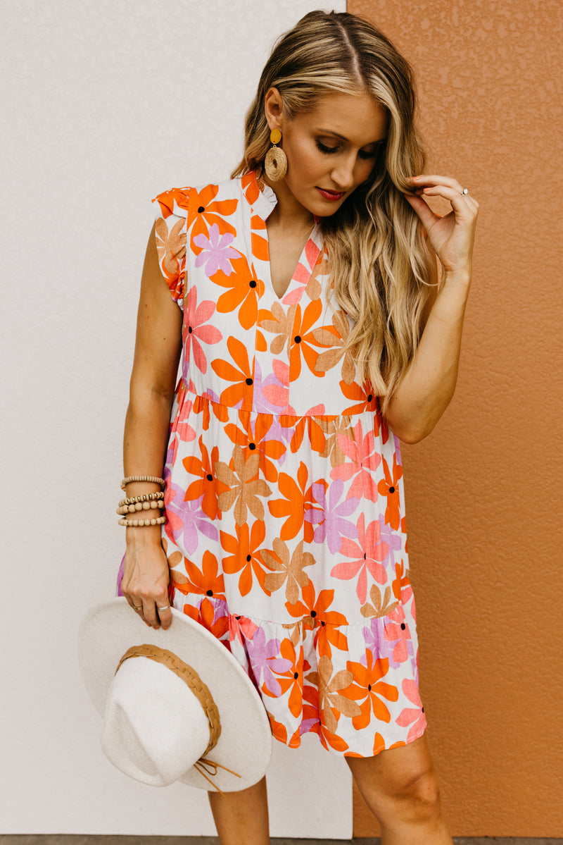 The Faye Floral Ruffle Sleeve Mini Dress