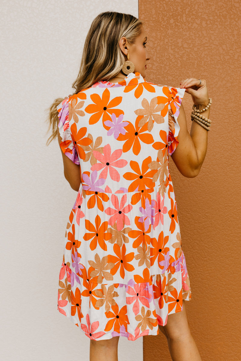 The Faye Floral Ruffle Sleeve Mini Dress