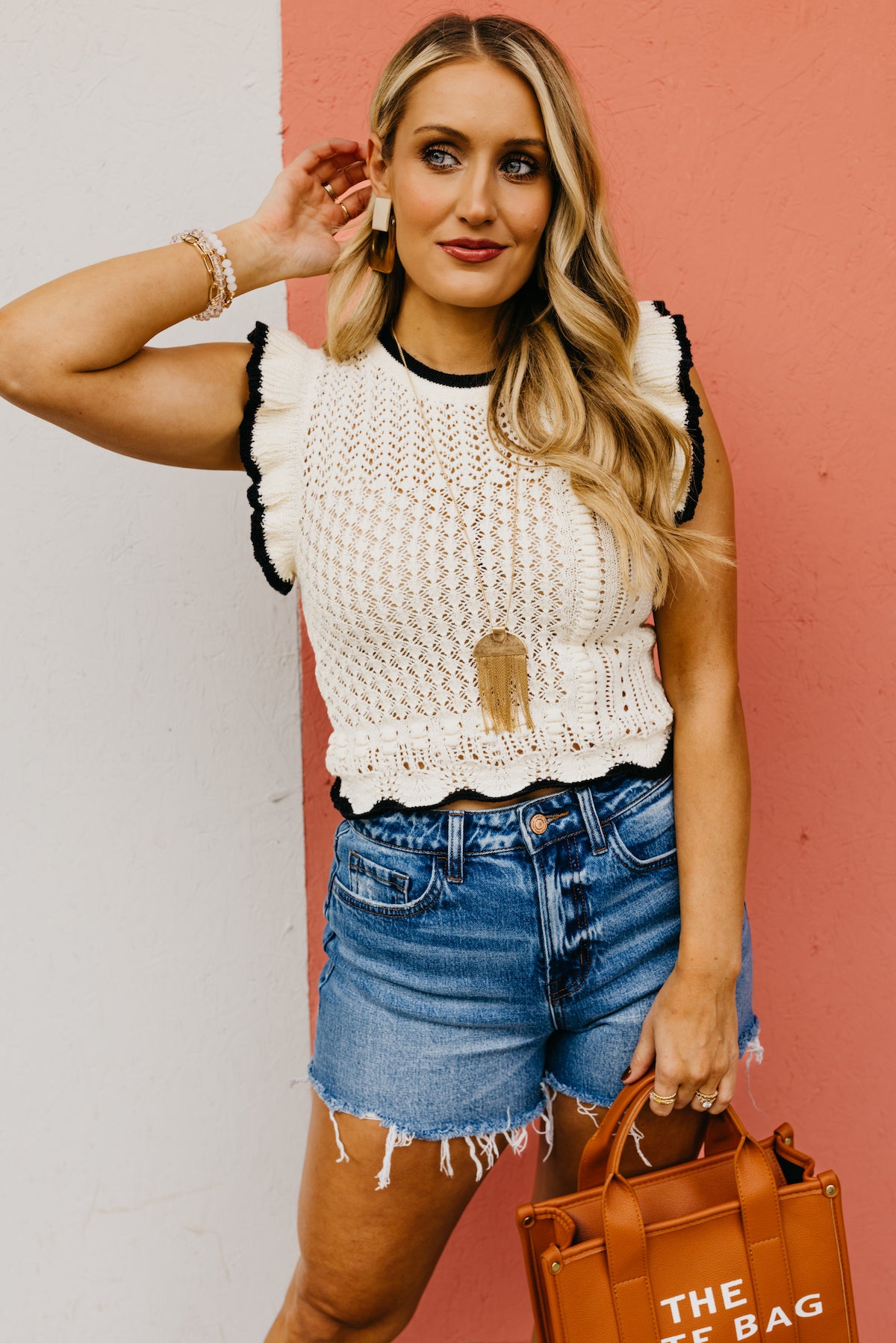 The Lyric Pointelle Ruffled Knit Top