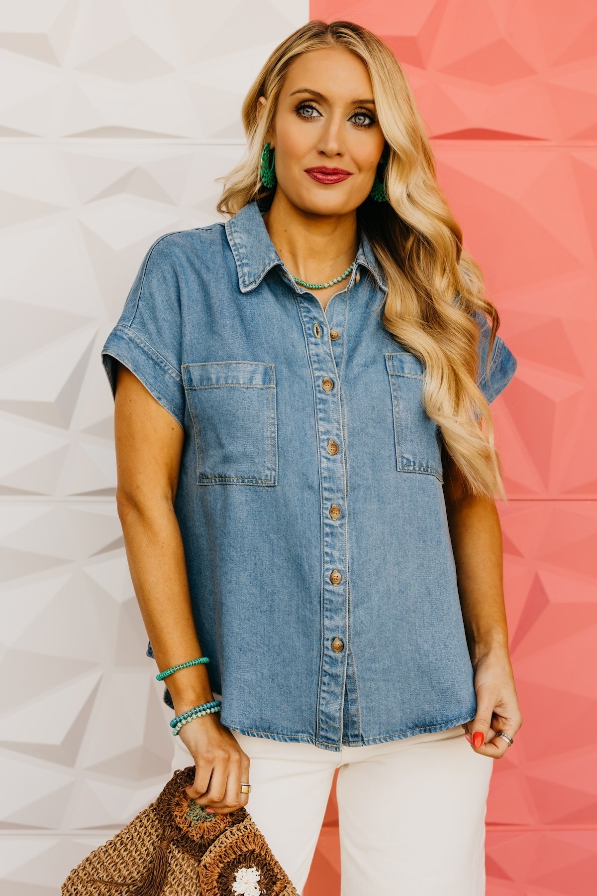 The Aurora Button-Front Chambray Top