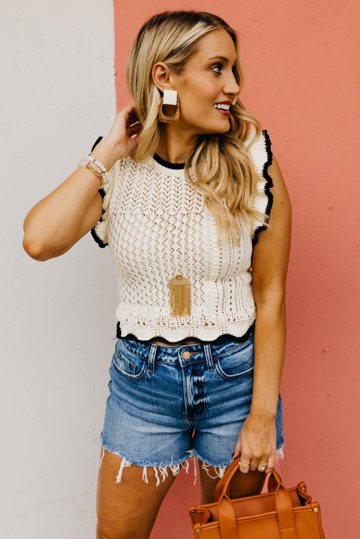 The Lyric Pointelle Ruffled Knit Top
