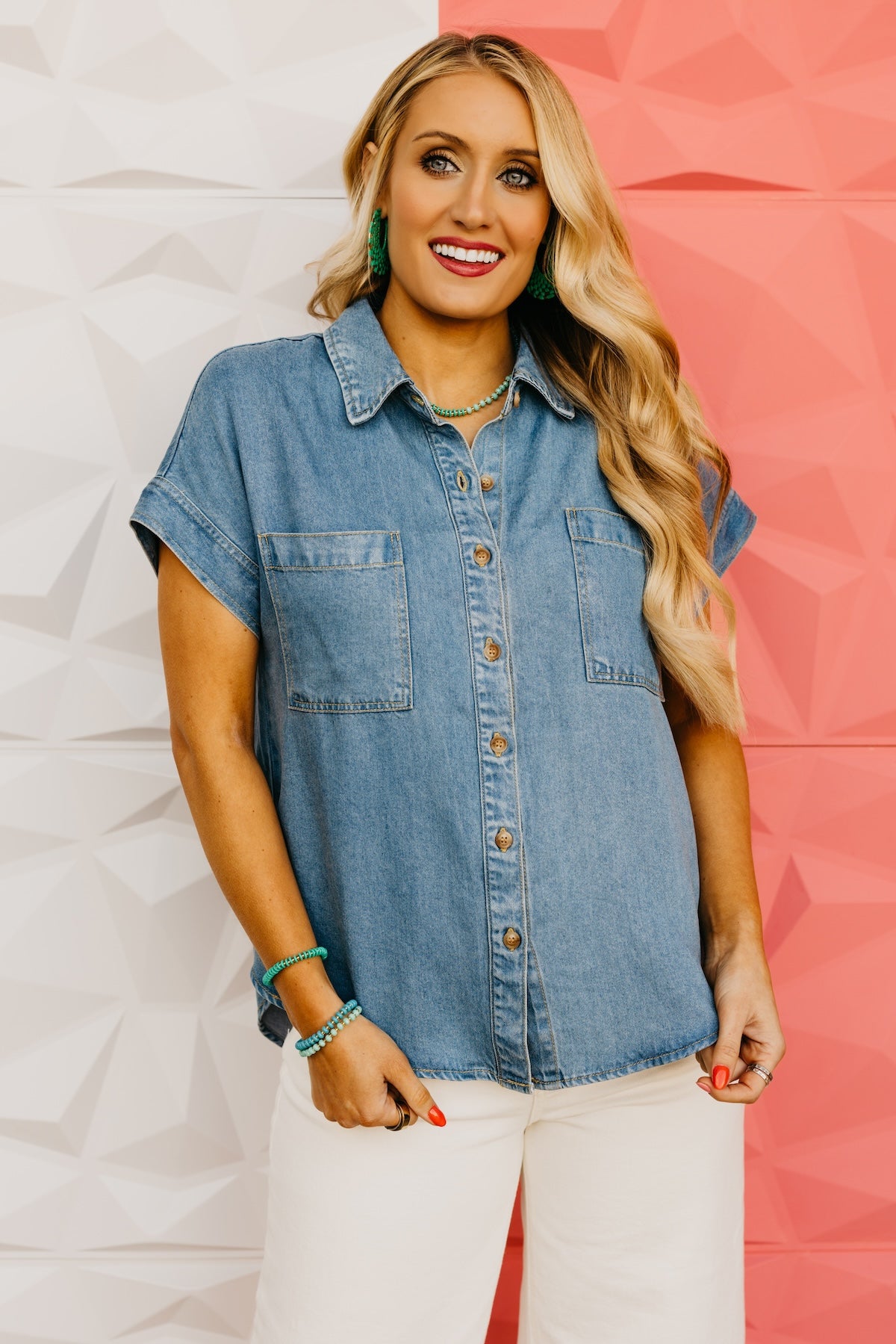 The Aurora Button-Front Chambray Top