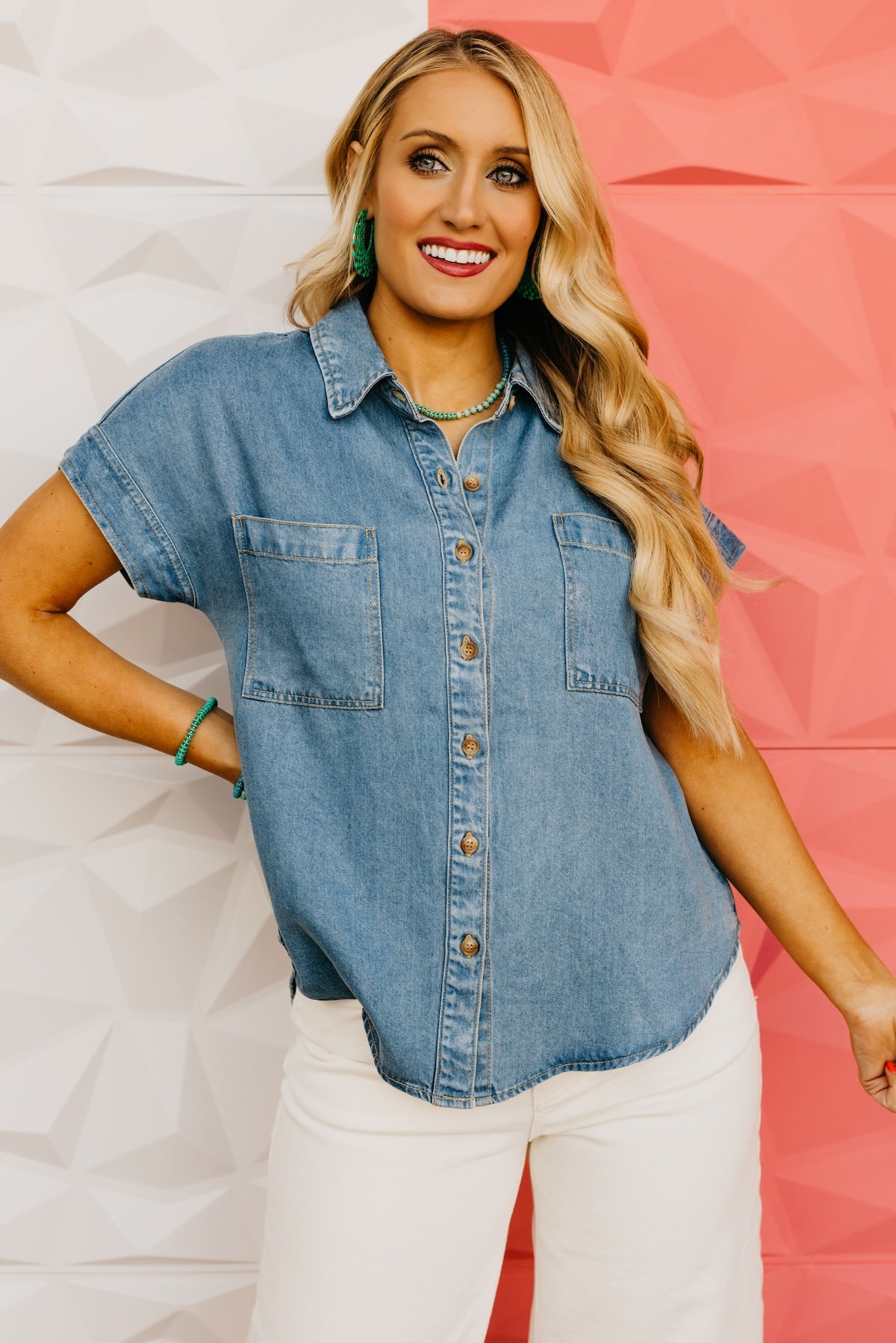 The Aurora Button-Front Chambray Top