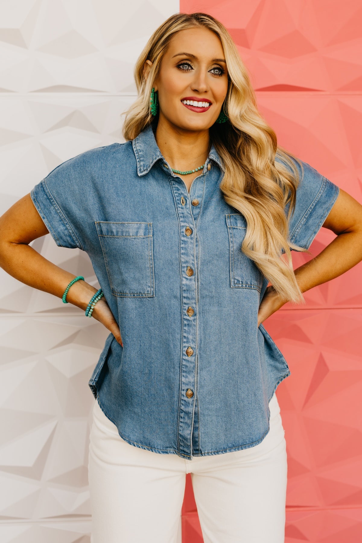 The Aurora Button-Front Chambray Top