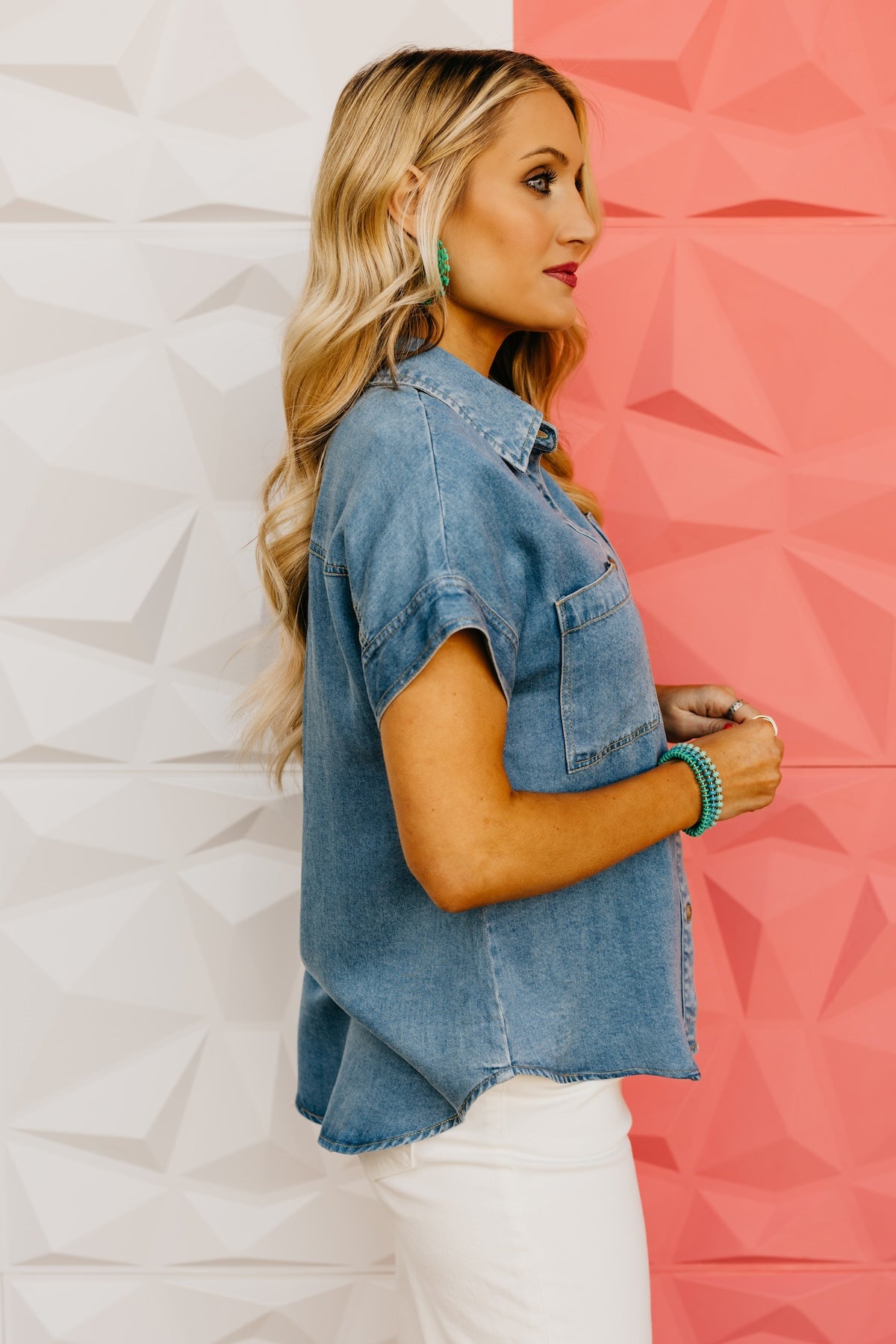 The Aurora Button-Front Chambray Top
