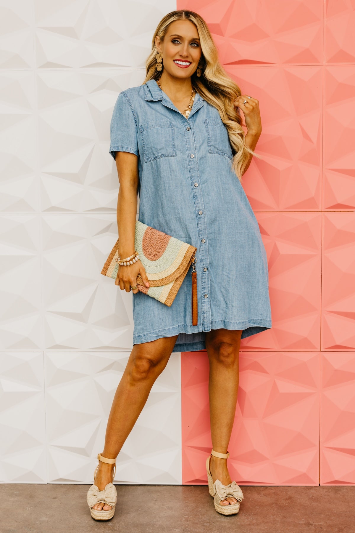 The Zara Chambray Mini Shirt Dress