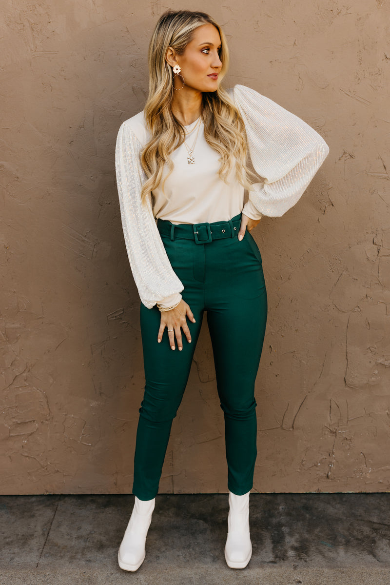 The Reina Sequin Balloon Sleeve Top