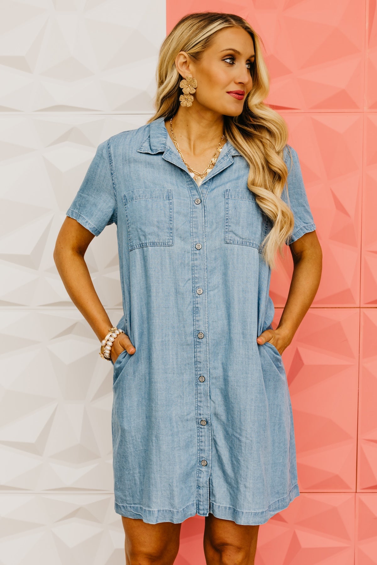 The Zara Chambray Mini Shirt Dress