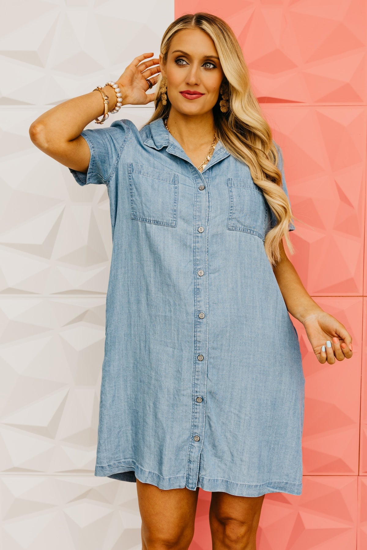 The Zara Chambray Mini Shirt Dress