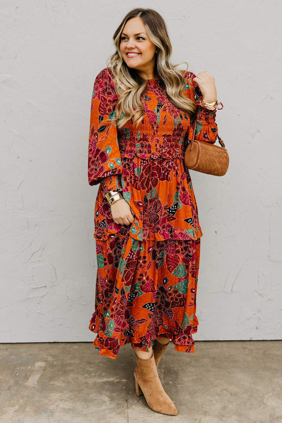 The Marven Floral Smocked Midi Dress