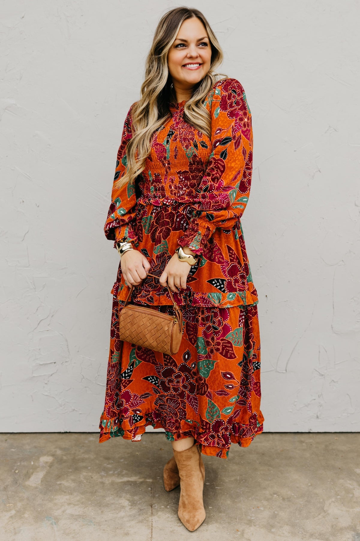 The Marven Floral Smocked Midi Dress