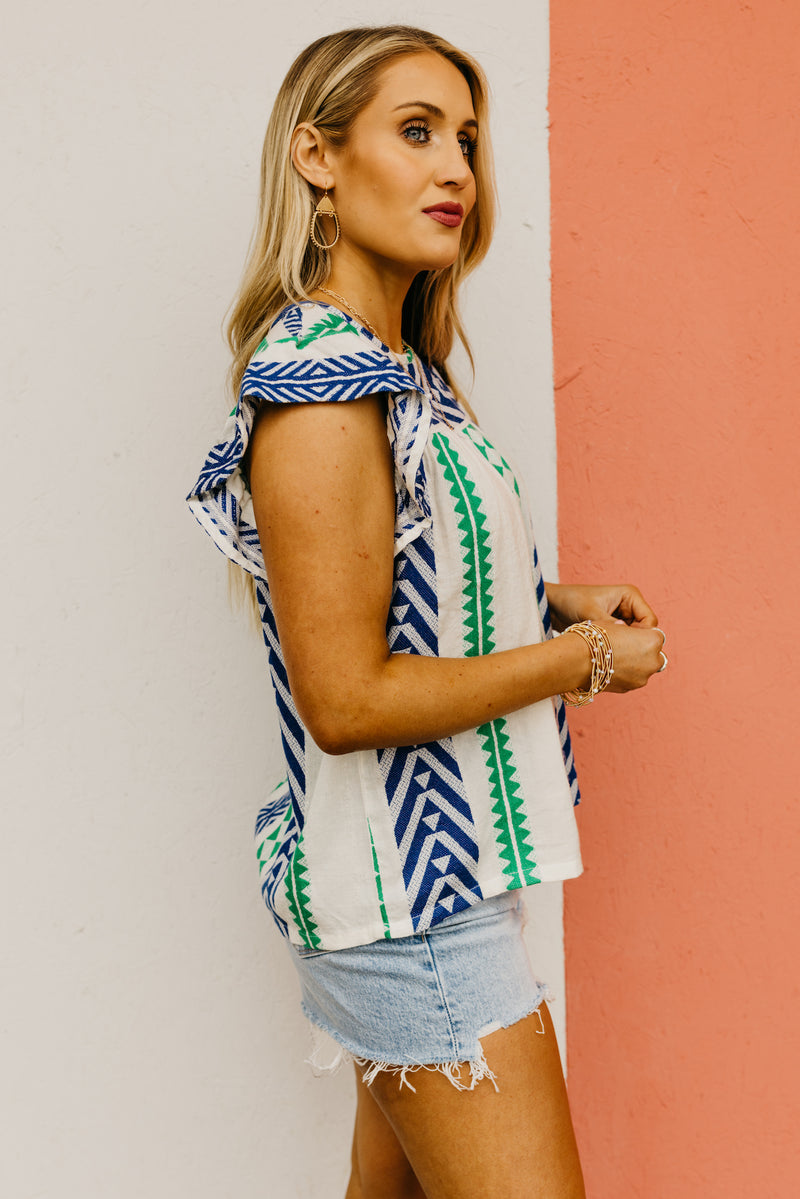 The Astrid Ruffle Sleeve Crepon Top