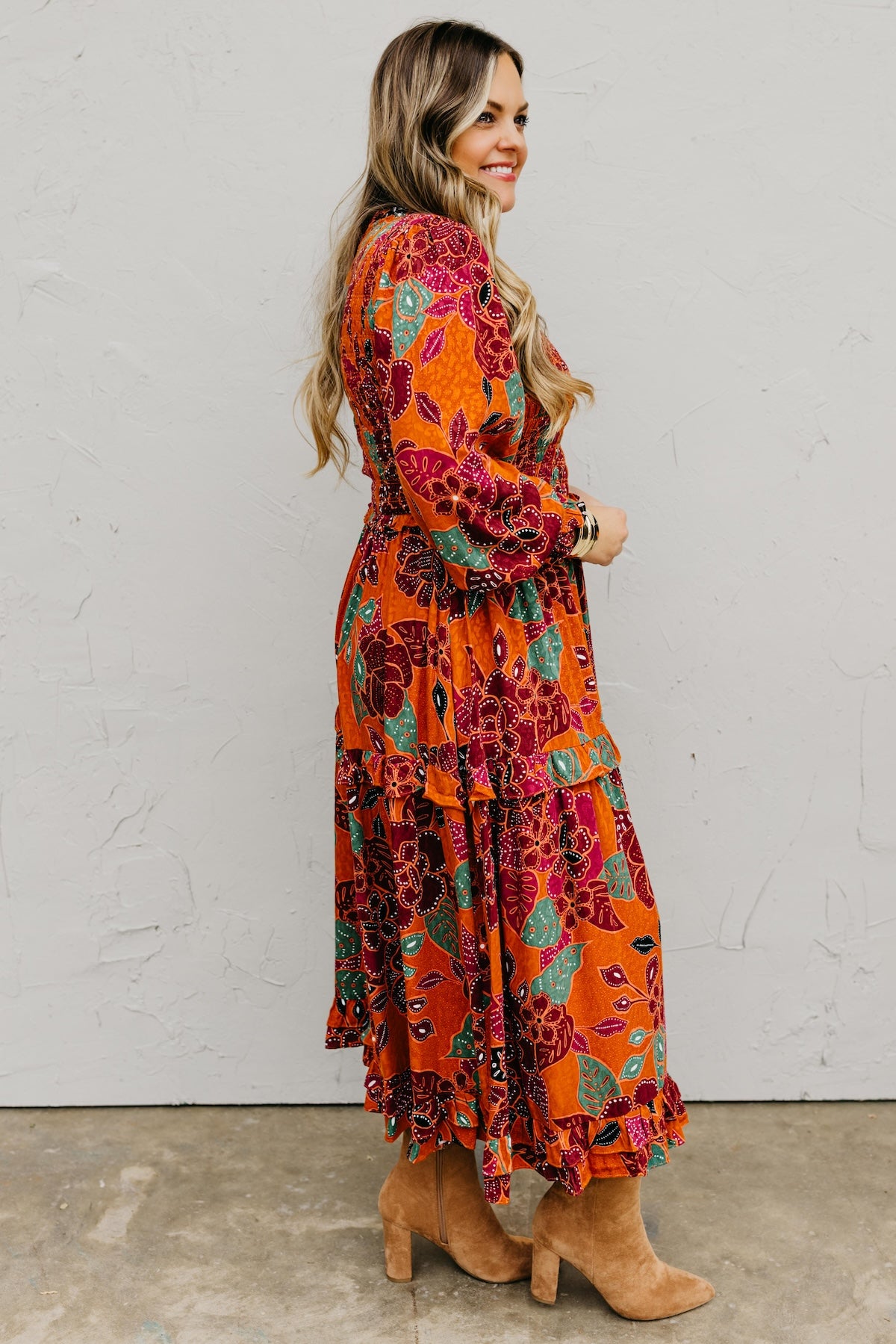 The Marven Floral Smocked Midi Dress