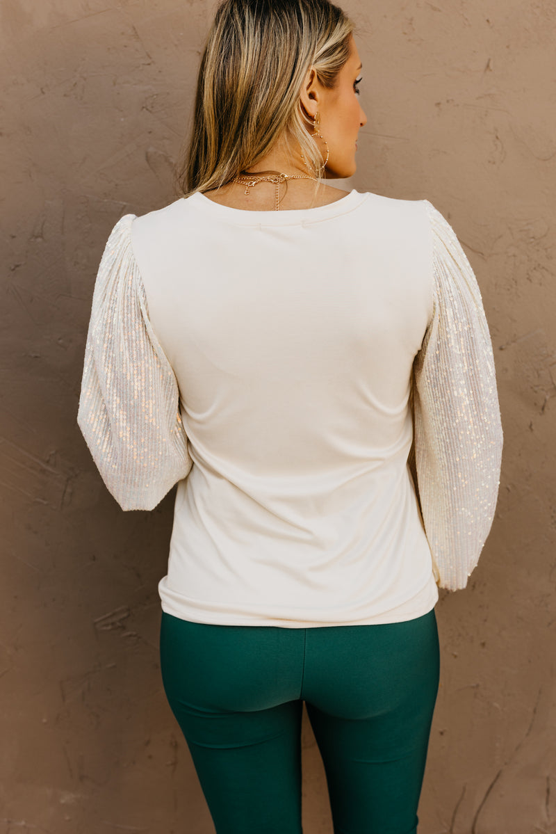 The Reina Sequin Balloon Sleeve Top