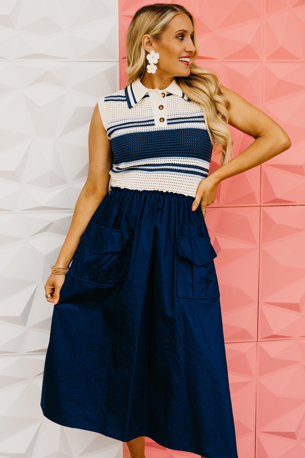 The Gabriela Mixed Media Midi Dress