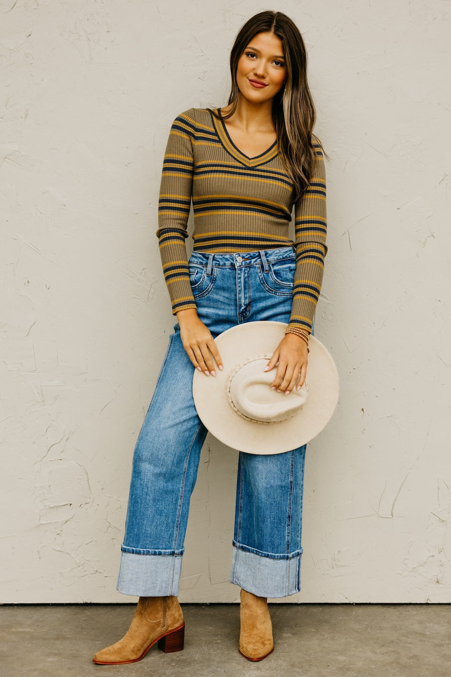 The Sloan Ribbed Stripe Knit Sweater Top