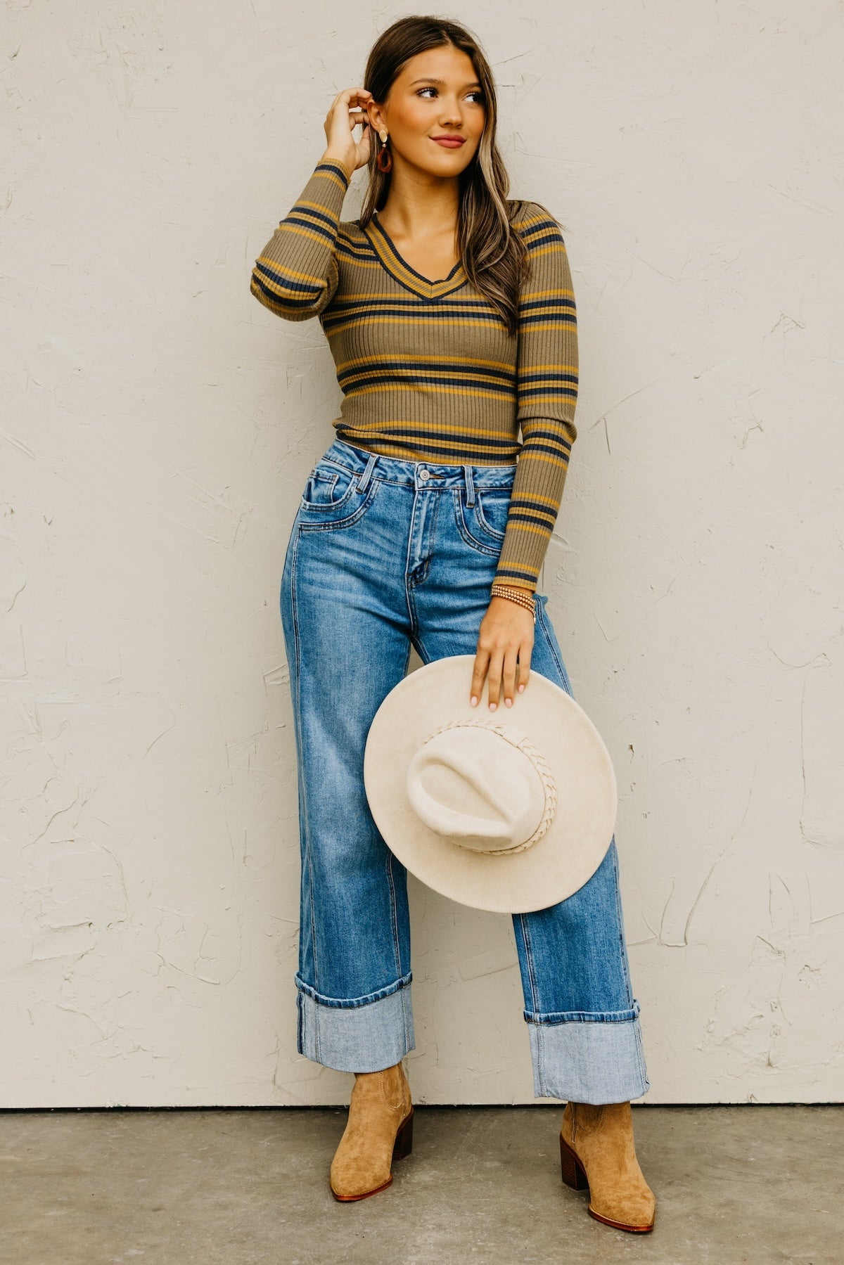 The Sloan Ribbed Stripe Knit Sweater Top