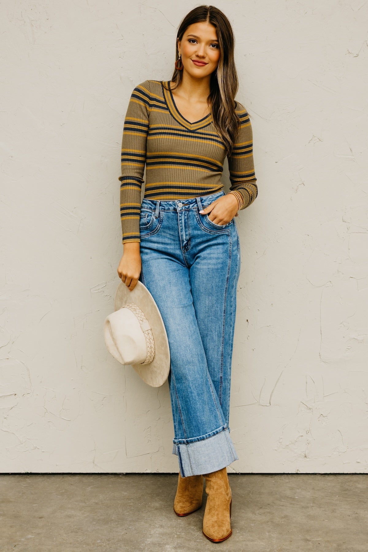 The Sloan Ribbed Stripe Knit Sweater Top