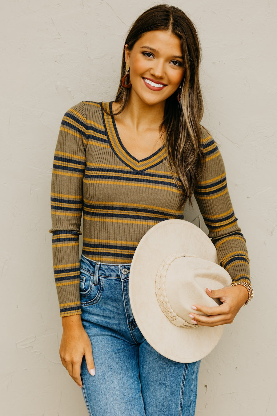 The Sloan Ribbed Stripe Knit Sweater Top