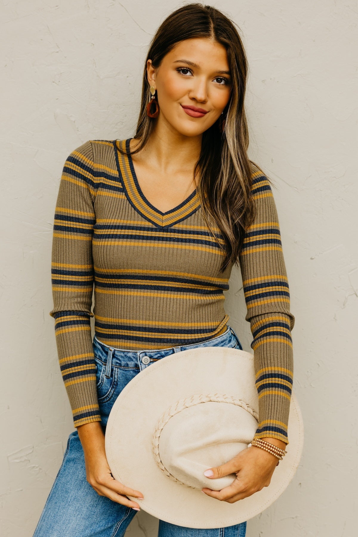 The Sloan Ribbed Stripe Knit Sweater Top